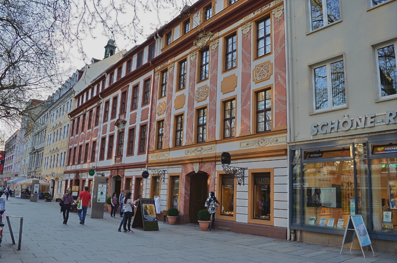 14 - The historic baroque buildings along the pedestrian boulevard Hauptstraße in the Innere Neustadt district of Dresden